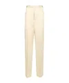 Rick Owens Silk Charmeuse Trousers White In Neutral