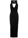 Rick Owens Maxi Black Dress With Cut-out In Viscose Blend Woman In Multi