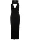 Rick Owens Maxi Black Dress With Cut-out In Viscose Blend Woman In Multi