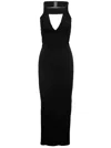 Rick Owens Maxi Black Dress With Cut-out In Viscose Blend Woman In Multi