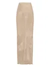 Rick Owens Maxi Denim Skirt In Beige