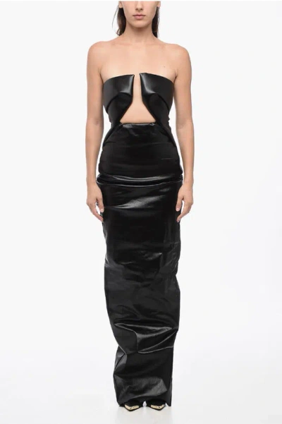 Rick Owens Black Porterville Prong Denim Maxi Dress In 09 Black