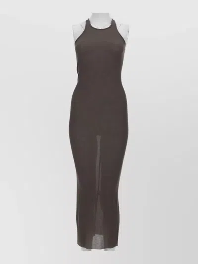 Rick Owens Maxi Dress Racerback Design Back Slit Sheer In Multi