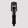 Rick Owens Long Black Wool Dress With Intricate Cut-outs