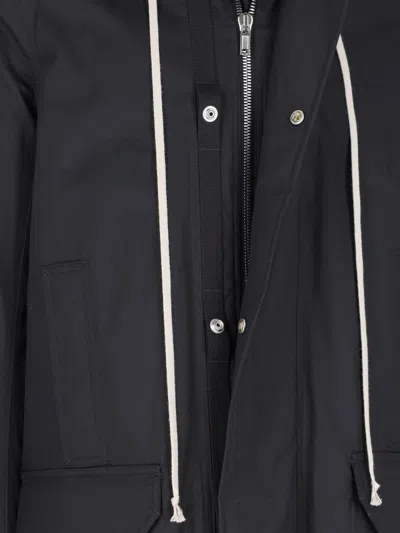 Rick Owens Maxi Hooded Parka In Black