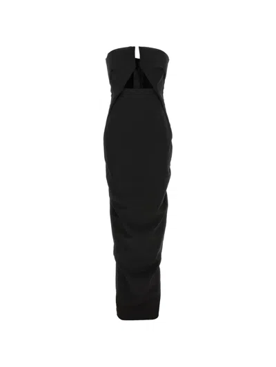 Rick Owens Prong Cut-out Detailed Strapless Gown In Black