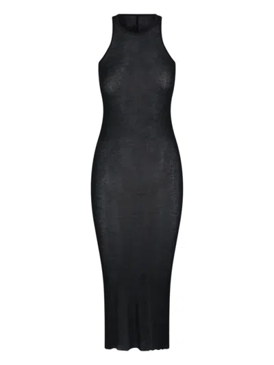 Rick Owens Maxi Sheath Dress In Black  