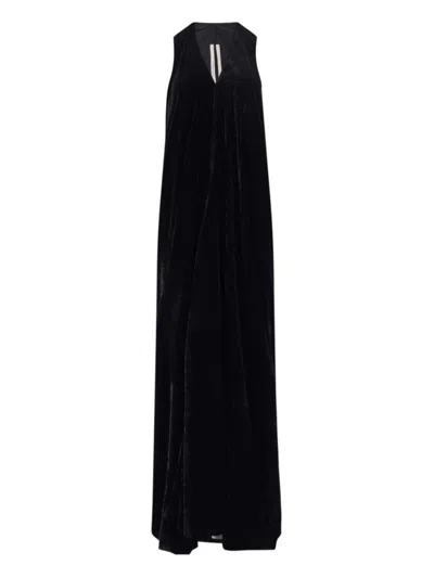RICK OWENS MAXI VELVET DRESS - BLACK