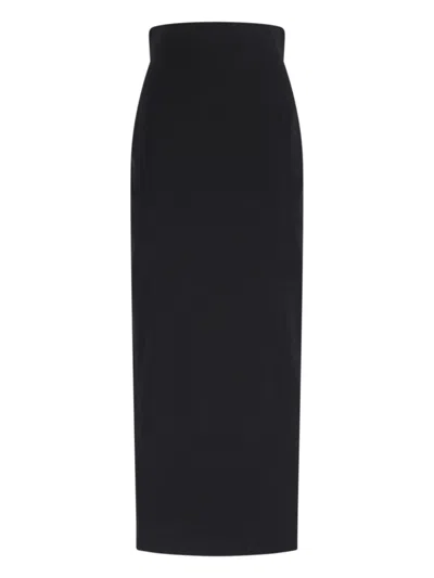 RICK OWENS MAXI WOOL SKIRT - BLACK