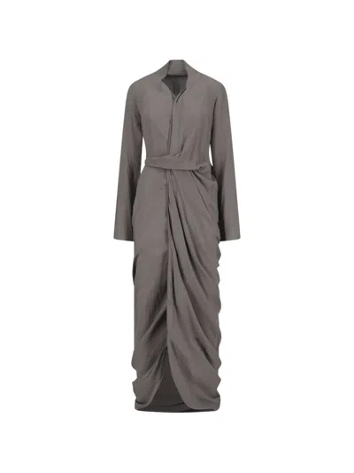 Rick Owens Maxi Wrapped Dress In Brown