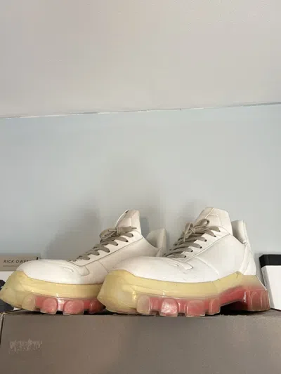 Pre-owned Rick Owens Maximal Tractor Sneaker In White Fushia In Pink