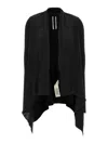 Rick Owens Draped Hem Long Sleeve Ribbed Cardigan In Black