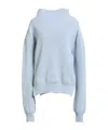 Rick Owens Medium-thick High-neck Wool Sweater In Blue