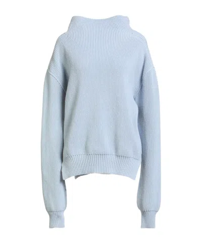 Rick Owens Medium-thick High-neck Wool Sweater In Blue