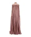 Rick Owens Floor-length Silk Dress With Elasticized Bodice In Brown