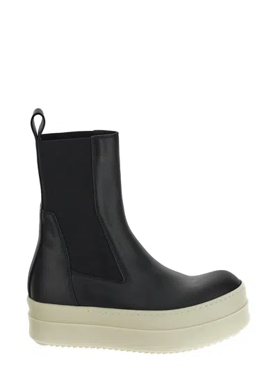 Rick Owens Mega Bumper Beatle Round Toe Boots In Black