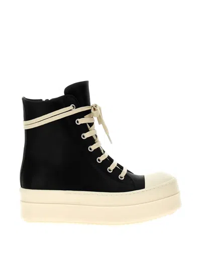 Rick Owens Mega Bumper High Top Contrast Sole Sneakers In Black