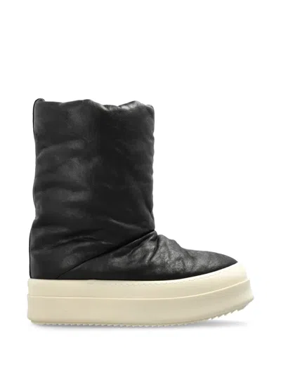 Rick Owens Mega Bumper Lunar Leather Ankle Boots In Black