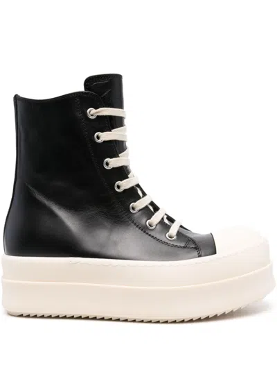 Rick Owens Above-ankle Sneakers With Shark-toothed Sole In Black