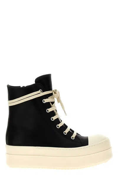 Rick Owens Mega Bumper Leather Sneakers In Black