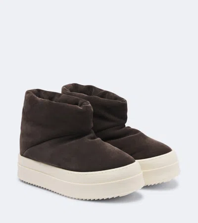 Rick Owens Mega Bumper Suede Ankle Boots In Brown