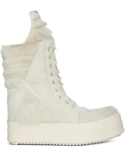 Rick Owens Mega Geobasket Sneakers In White