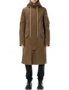 Rick Owens Mega Tailored Long Parka With Hood In Bean