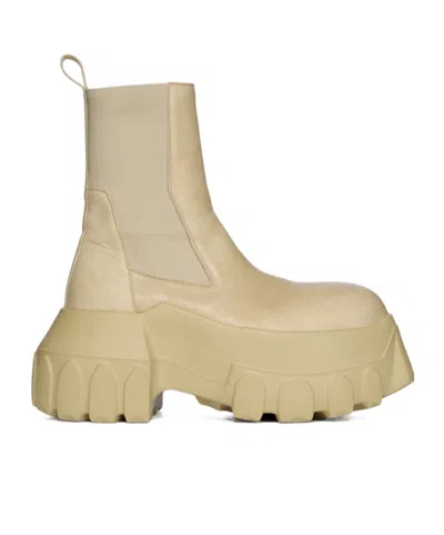 Rick Owens Beige Hollywood Beatle Mega Tractor Chelsea Boots In 81 Parchment