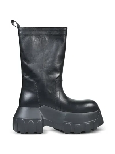 Rick Owens Mega Tractor Leather Boots In Animal Print