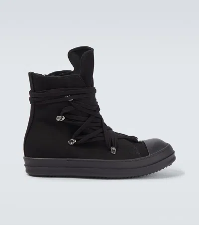 Rick Owens Megalace Canvas Sneakers In Black