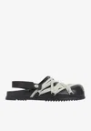 Rick Owens Megalace Mule Granola Black Leather Sandals In Black