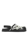 Rick Owens Megalace Mule Granola Black Leather Sandals In Black