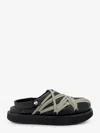 Rick Owens Men Black Mules With Oversize Decorative Laces And Buckle Closure In Leather Man In Multi