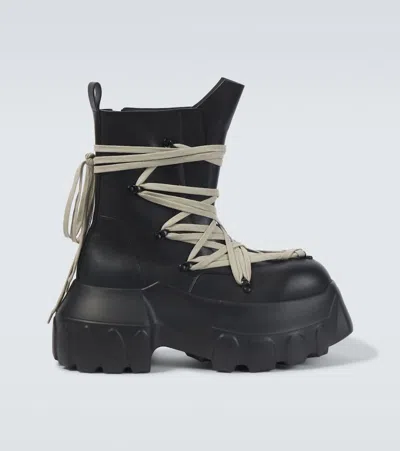 Rick Owens Megalace Mega Tractor Lace-up Boots In Black/black