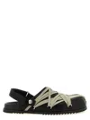 Rick Owens Leather Flat Sandals With Adjustable Strap And Shark-tooth Sole In Black