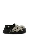Rick Owens Megalace Mule Granola Black Leather Sandals In Black