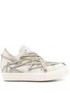 Rick Owens Suede Megalace Sneakers In Dinge Milk