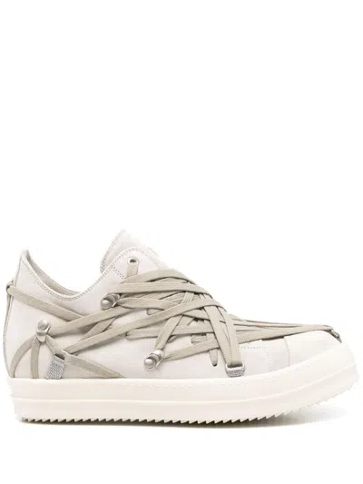Rick Owens Suede Megalace Sneakers In Dinge Milk