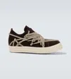 Rick Owens Megalace Suede Sneakers In Mahogany/milk