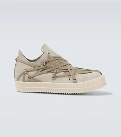 Rick Owens Megalace Suede Sneakers In Neutrals