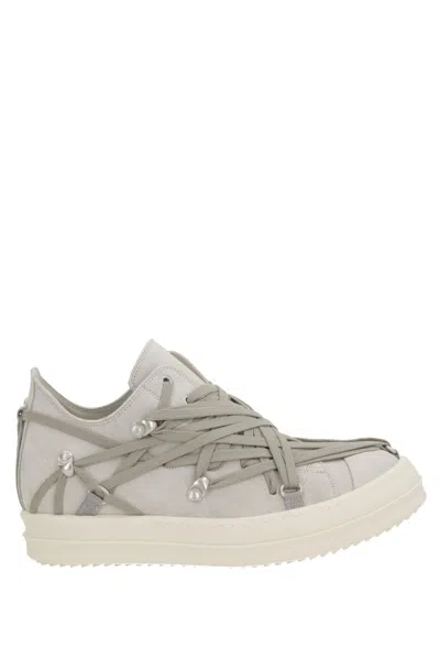 Rick Owens Megalaced Leather Sneakers In Dinge+milk