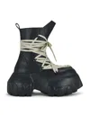 Rick Owens Black Hollywood Megalace Mega Tractor Boots In Black