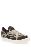 Rick Owens Megalace Suede Sneakers In Mahogany/milk