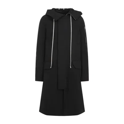 Rick Owens Megaparka Black Cotton Jacket In Blue