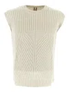 Rick Owens Textured Ribbed Knitted Vest With Geometric Pattern In White