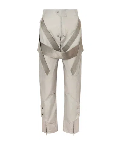 Rick Owens Megastrapped Motopants Belted Shell Straight-leg Pants In Gray