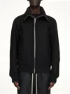 Rick Owens Black Rain Bomber Jacket With High Neck And Functional Pockets In Black