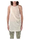 Rick Owens Draped Cotton Sleeveless Top In Neutral Palette In Natural
