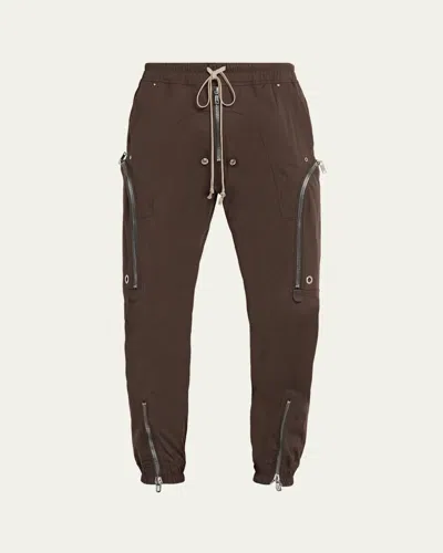 Rick Owens Men's Bauhaus Heavy Cotton Poplin Cargo Trousers In Brown