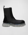 Rick Owens Beatle Bozo Leather Ankle Boots In Black/clear